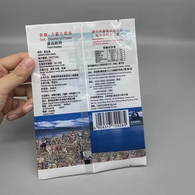 Özel baskı Üç taraflı mühür vakumlu arka mühürlü tuzu plastik beyaz mylar fermuarlı paketli açık pencereli
