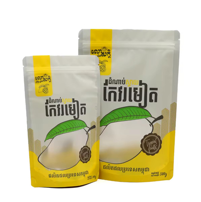Yeniden kapatılabilir katlanmış plastik ayaklı yemek poşetleri Paketleme Kuru meyve için özel basılı tasarlanmış ziplock poly poşet