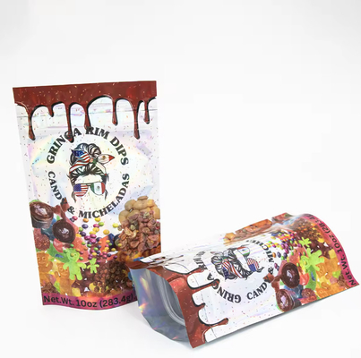 Fabrika Özel Basılmış Şeker Gıda Paketleme Plastik Paketleme Alüminyum Folyo Mylar Stand Up Pocket Bag Die Cut Mylar Bag