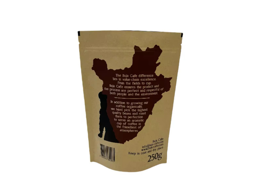 Komposta edilebilir Biyodegradable Standup Düz Alt Kraft Kağıt Gıda Paketleme Fermuar Cüzdan Valfeli Özel Basılmış Kahve Torbası
