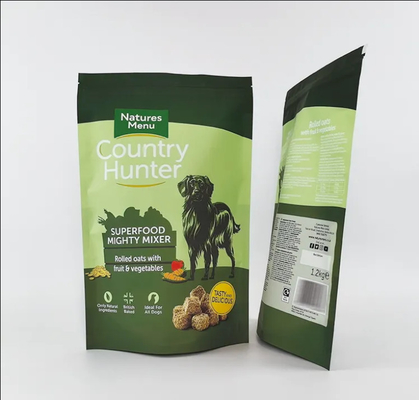 Özel Basılmış Plastik Torba Büyük Boyut 5kg 10kg 15kg Kalk Yukarı Cüzdan Mylar Tekrardan Kullanılabilir Fermuar Köpek Evcil Hayvan Yemek Paketleme Torbaları
