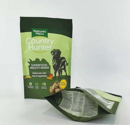 Özel Basılmış Plastik Torba Büyük Boyut 5kg 10kg 15kg Kalk Yukarı Cüzdan Mylar Tekrardan Kullanılabilir Fermuar Köpek Evcil Hayvan Yemek Paketleme Torbaları
