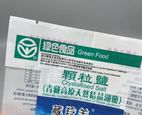 Özel baskı Üç taraflı mühür vakum arka mühür çanta tuz için plastik beyaz mylar fermuar çanta açık pencere ile ambalaj