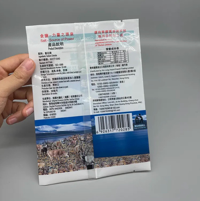 Özel baskı Üç taraflı mühür vakum arka mühür çanta tuz için plastik beyaz mylar fermuar çanta açık pencere ile ambalaj