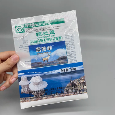 Özel baskı Üç taraflı mühür vakum arka mühür çanta tuz için plastik beyaz mylar fermuar çanta açık pencere ile ambalaj