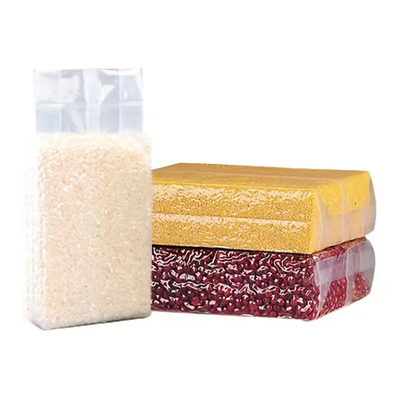 Ucuz Şeffaf Naylon Plastik Ambalaj Torbası Güçlü Yan Gusset Sızdırma 1KG/100kg Pirinç Yiyecekleri İçin Vakum Ambalaj Torbaları