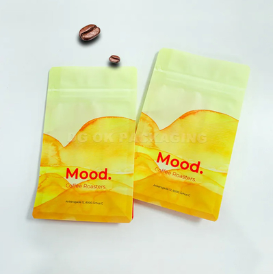 Özel Logo Yan Gusset Düz Alt Kahve Fasulyesi Ambalaj Laminasyonlu 100g 150g 250g 500g 1kg Valflı Torbalar