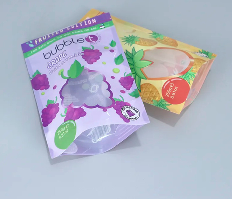 Özel basılı dik açılır ziplock plastik ambalaj torbaları açık pencere ile vücut fırçalama ve banyo tuzları ambalajlama için