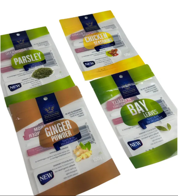 Özel Basılmış Çuval Laminasyonlu 3 Yan Mühürlü Plastik Torbalar baharat baharat Çuval Yiyebilir Paket Ziplock Mylar Torba