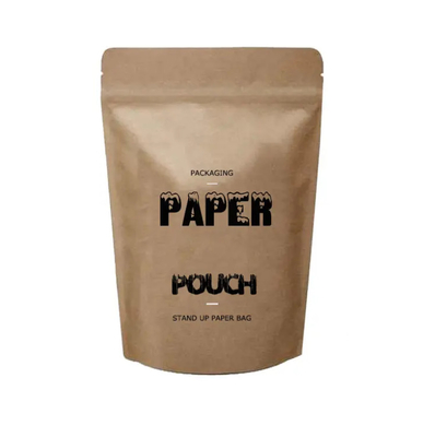 Doypack Ziplock Kahverengi Beyaz Kraft El Kağıdı Ayağa Kalkan Cüzdanlar Gıda Tozu Çay Kahve Ambalajı Fermuar Torbaları