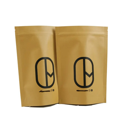 Doypack Ziplock Kahverengi Beyaz Kraft El Kağıdı Ayağa Kalkan Cüzdanlar Gıda Tozu Çay Kahve Ambalajı Fermuar Torbaları