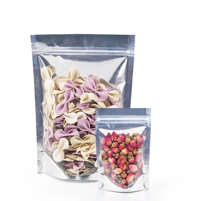 Yeni Şeffaf PE Plastik Stand-Up Fermuar Çantası Gümüş Grave Baskı Gıda Paketleri Şeker ve Jelly için