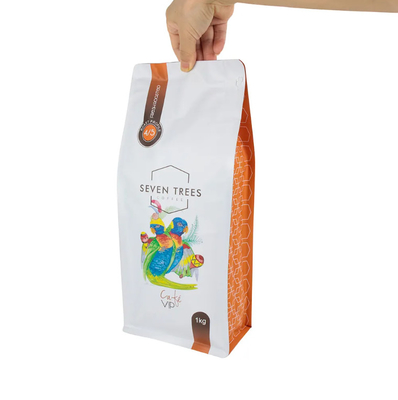 Özel LOGO Yazdırma Düz Alt Cüzdan Gusset Sekiz Yan Mühür Evcil hayvanlar Gıda Torbası Pirinç Kurabiye Kuru Mallar Gıda Kahve için Plastik Torba