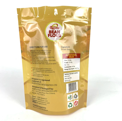 Ekoloji dostu yeniden kilitlenebilir plastik torba fasulye un şekerli kurabiyeler atıştırmalık paket torbası yemek için direk fermuar torbası
