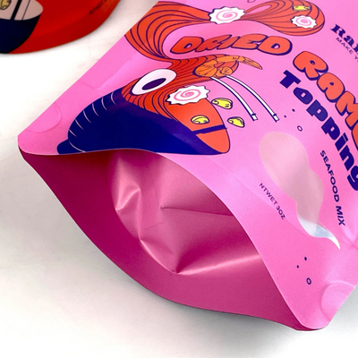Tekrar kullanılabilir mühürlü plastik fermuar torbası bisküvi atıştırmalığı gıda stand-up poşet nem geçirmez mühürlü ambalaj torbası