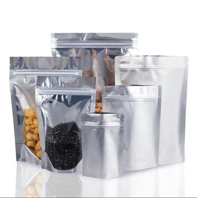Parlak Tekrar Kullanılabilir Laminasyonlu Alüminyum Folyo Gıda Teslimi Ziplock Çantalar Yin Yang Stand Up Pocket Açık Ön