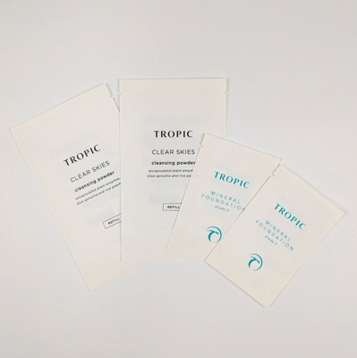 Üç taraflı mühürlü küçük çantalar Biyodegradable Custom Printing Sachet For Coffee Tea Candy Snack Edible Packaging Sample Bags