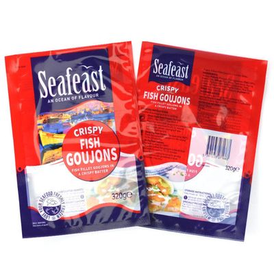 Özelleştirilmiş Baskılı Vakumlu Balık Tavuk Dondurulmuş Gıda Ambalajı 3 Tarafı Kapalı Plastik Torba Logosu