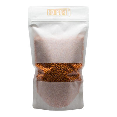 Küçük Pencereli Beyaz İnek Derisi Çanta (Ayakta Duran Çanta), Özel Baskılı Fermuar, Kraft Kağıdı Ayakta Duran Çanta/Gıda Ambalaj Çantası