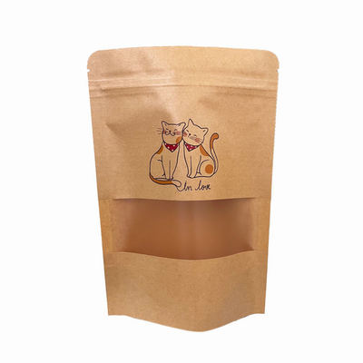 Eco-Friendly Packaging For Coffee Beans Tea Food Snacks Kraft Paper Clear Stand-Up Resealable Zip Lock Custom Logo