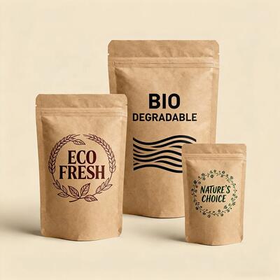 Custom White Kraft Paper Eco-Friendly Compostable Pla Food Bags Coffee Pouch Stand Up Ziplock Pouch With Biodegradable Zipper