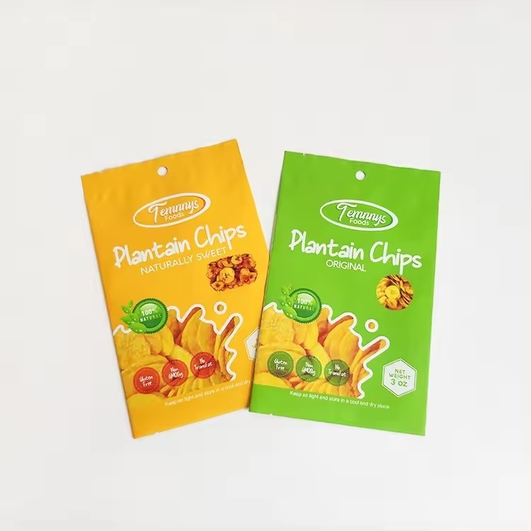 3.5 Mylar Torbası Özel Basılmış Sıcaklık Dükkanı Atıştırmalık Muz dilimleri 3 Yan Sıcaklık Dükkanı Alüminyum folyo torbası