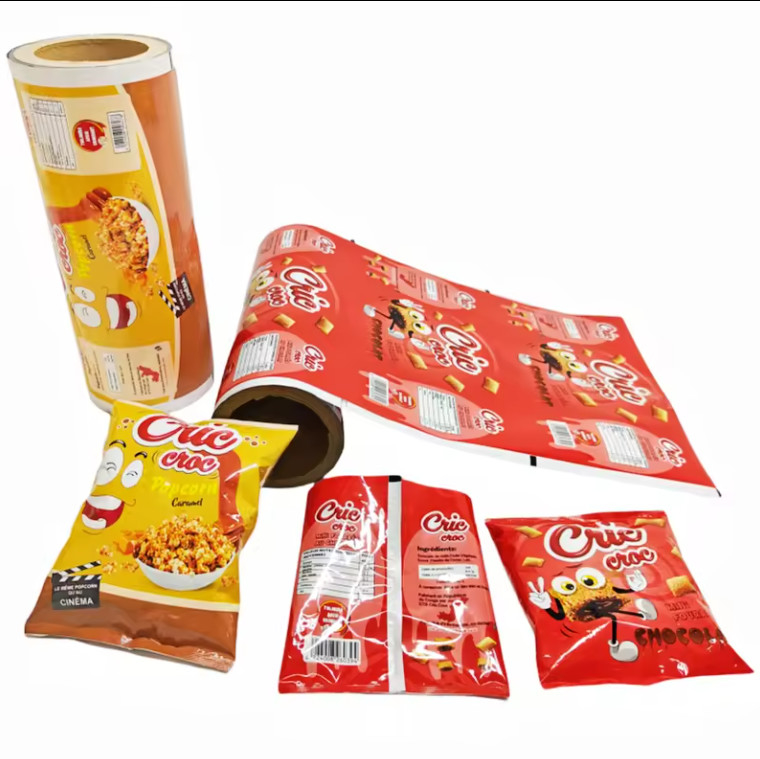 Plastik Baskılı Ambalaj Çuvalı Sıcak Laminasyon Gıda Atıştırmalık Torbası BOPP PET Alüminyum CPP PE Patates Çipleri Kapalı Film Rulo