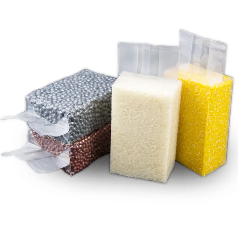 Ucuz Şeffaf Naylon Plastik Ambalaj Torbası Güçlü Yan Gusset Sızdırma 1KG/100kg Pirinç Yiyecekleri İçin Vakum Ambalaj Torbaları