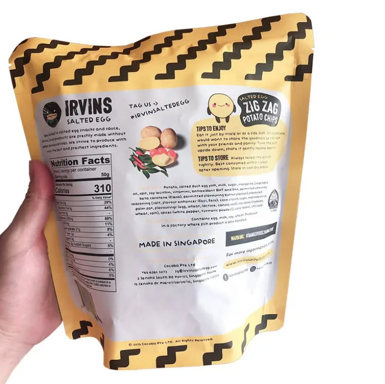 Patates patatesleri ambalajlama özelleştirme ziplock ayakta alüminyum folyo plastik gıda paketi çanta çanta patatesler için atıştırmalık yiyecek