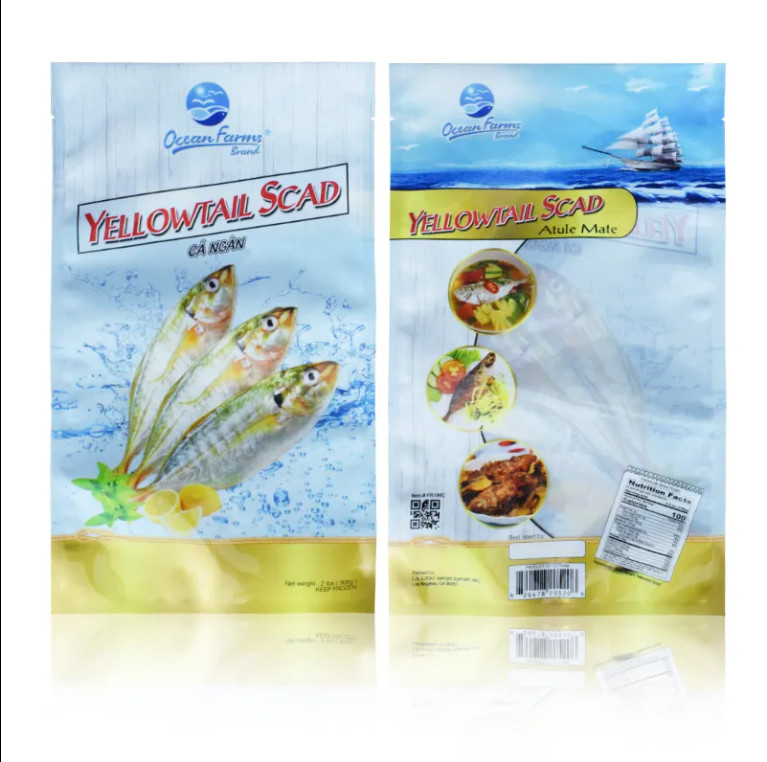 Özel yazıcı ısı mühürü Üç taraflı sızıntı geçirmez kollar Vakum Plastik Dondurulmuş Gıda Paketleme Çanta