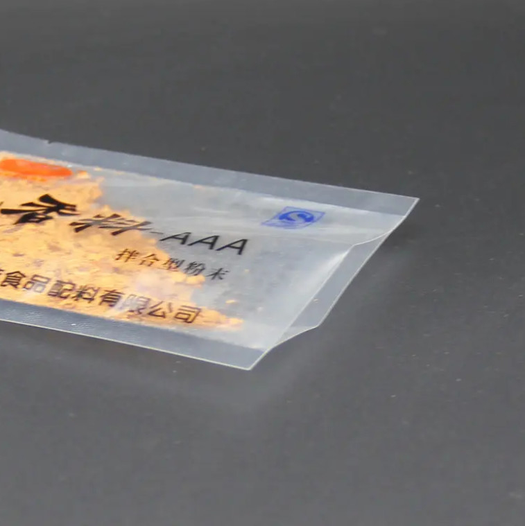 Çevre dostu özel basılı plastik küçük poşet baharatlar şeker 3 taraflı mühürleme şeffaf gıda ambalajı torbası