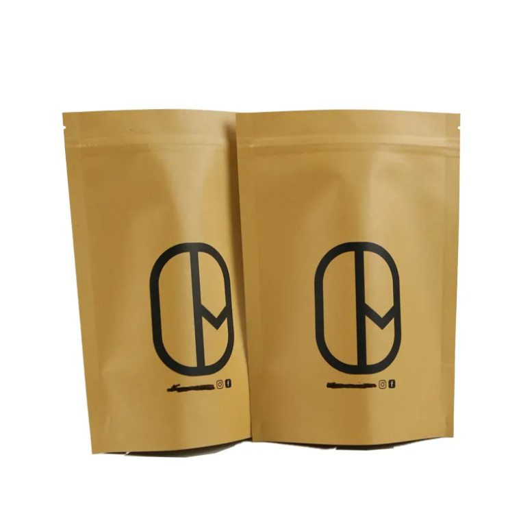 Doypack Ziplock Kahverengi Beyaz Kraft El Kağıdı Ayağa Kalkan Cüzdanlar Gıda Tozu Çay Kahve Ambalajı Fermuar Torbaları