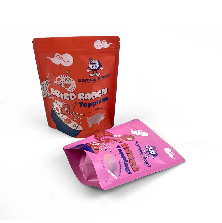 Tekrar kullanılabilir mühürlü plastik fermuar torbası bisküvi atıştırmalığı gıda stand-up poşet nem geçirmez mühürlü ambalaj torbası