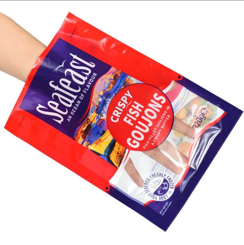 Özelleştirilmiş Baskılı Vakumlu Balık Tavuk Dondurulmuş Gıda Ambalajı 3 Tarafı Kapalı Plastik Torba Logosu