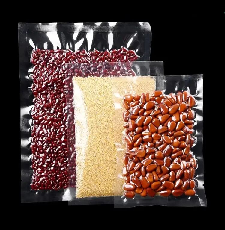 Fabrikadan Doğrudan Satış Özel Üç Tarafı Kapalı Naylon Gıda Ambalaj Poşetleri, Yüksek Şeffaflıkta Vakumlu Gıda Poşetleri, PE Plastik Poşetler, 100 adet